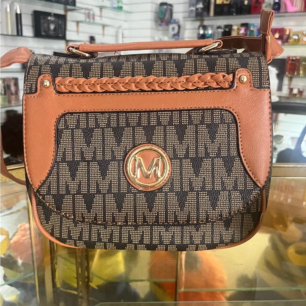 Signature Brown and Tan Crossbody Bag